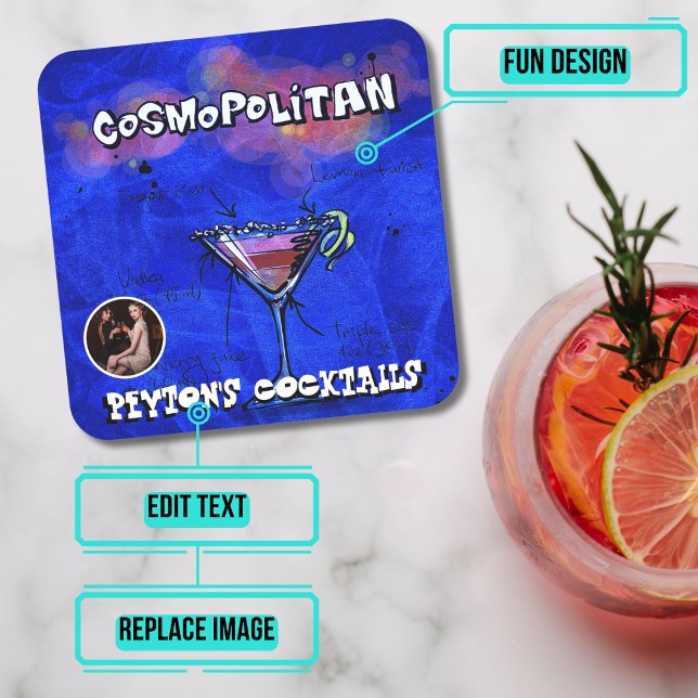 Cosmo Cocktail Party Square Paper Coaster (Please enjoy our design and see the others in the collection.)