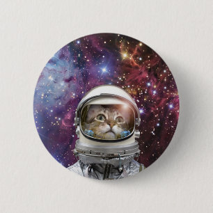 Cosmonaut cat 6 cm round badge
