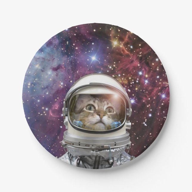 Cosmonaut cat paper plate (Front)