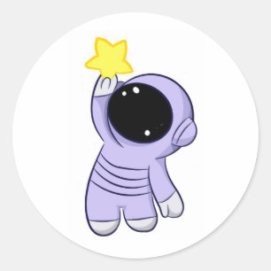 Cosmonaut with the star classic round sticker