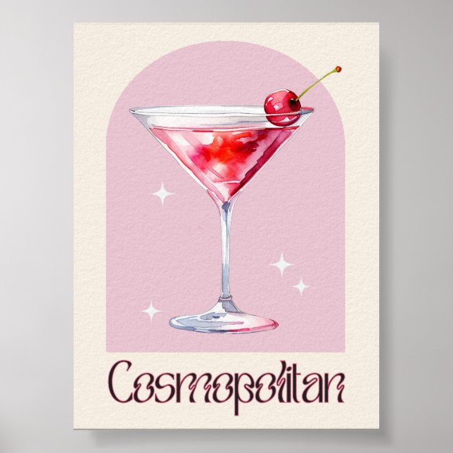 Cosmopolitan Art Print | Bar Decor Cocktail Poster (Front)