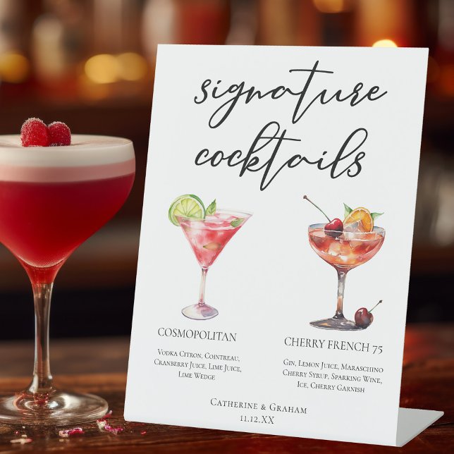 Cosmopolitan Cherry French 75 Cocktails Menu Pedestal Sign (Creator Uploaded)