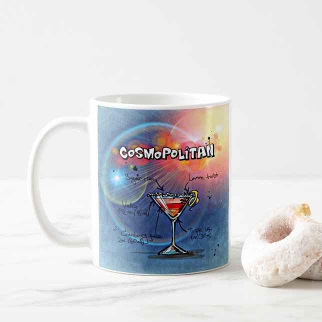 Cosmopolitan Cocktail (#2 of 12 Drink Recipe Sets) Coffee Mug (With Donut)