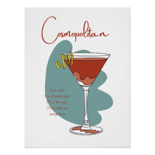 Cosmopolitan Cocktail Art Print   Stylish Wall Art