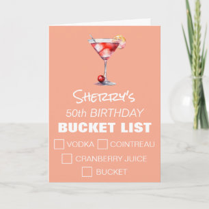 Cosmopolitan Cocktail Funny Bucket List, Birthday Card