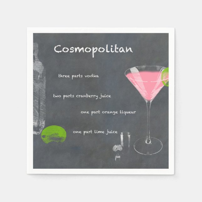 Cosmopolitan Cocktail Recipe Napkin (Front)