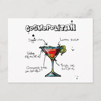 Cosmopolitan Cocktail Recipe Postcard