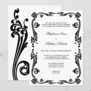 Cosmopolitan Flourish Swirls Wedding Invitation