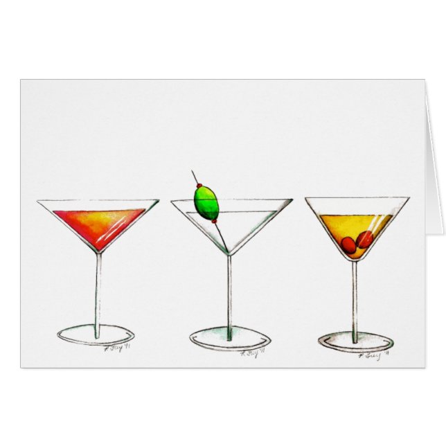 Cosmopolitan Martini Manhattan Cocktail Drink Card (Front Horizontal)
