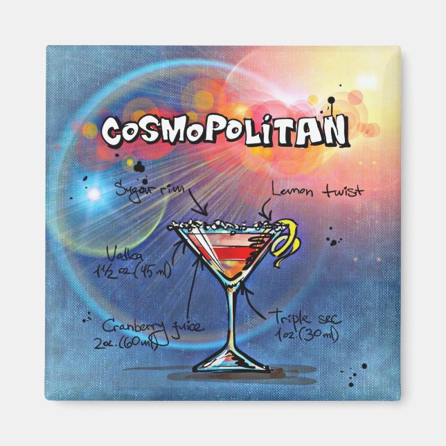 Cosmopolitan Recipe Bar Blue Magnet (Front)