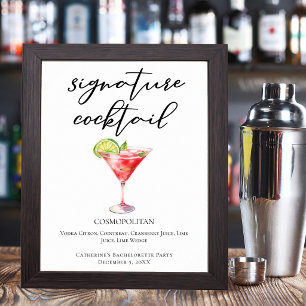 Cosmopolitan Signature Cocktail Bachelorette Party Poster