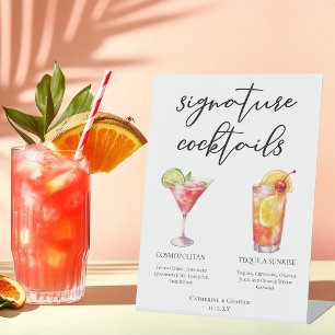 Cosmopolitan Tequila Sunrise Cocktails Menu Pedestal Sign
