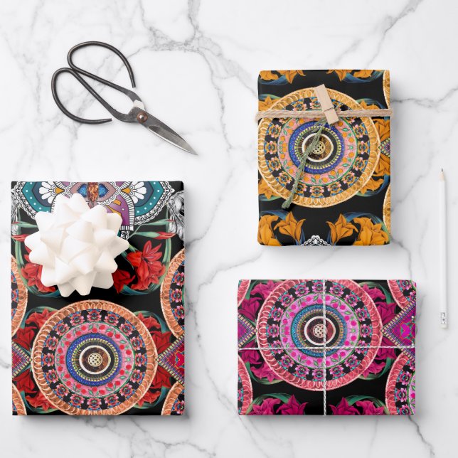 Cosmopolitan Vintage Retro Pattern Wrapping Paper Sheet (Front)