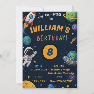 Cosmos birhday party invitation