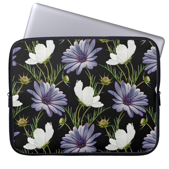 Cosmos Daisy Floral Seamless Collage Laptop Sleeve (Front)