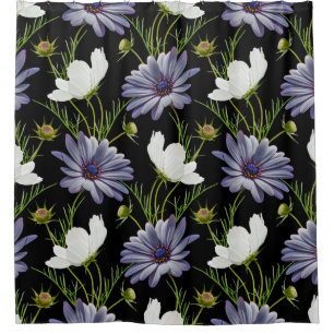 Cosmos Daisy Floral Seamless Collage Shower Curtain