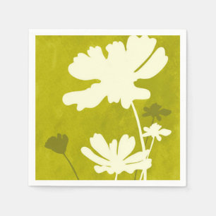 Cosmos Floral Silhouette Lime Green Summer Home Napkin