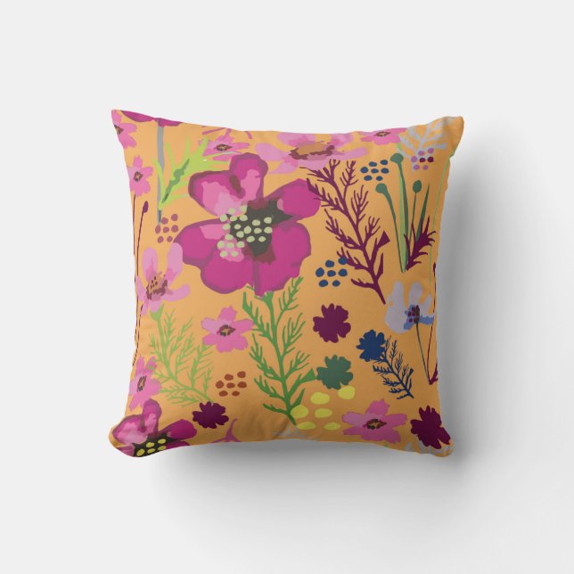 Cosmos / Flower / African Floral / Shweshwe Cushion (Front)