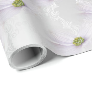 Cosmos flower on White Wedding Elegance  Wrapping Paper