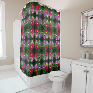 Cosmos Flower Trio Abstract Pattern Shower Curtain
