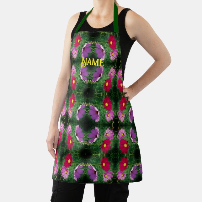 Cosmos Flower Trio Abstract Personalised Apron (Insitu)