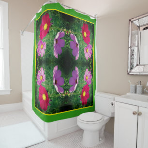 Cosmos Flower Trio Abstract Shower Curtain
