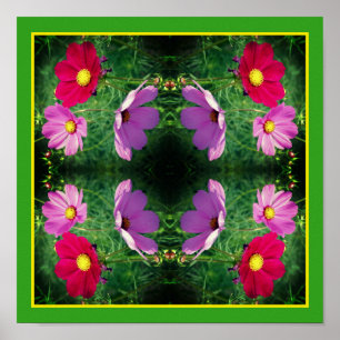 Cosmos Flower Trio Mirror Abstract Poster