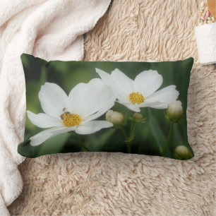 Cosmos Flowers And Bee Lumbar Cushion