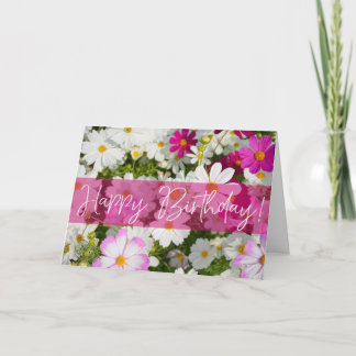 Cosmos Flowers Birthday Greeting Card