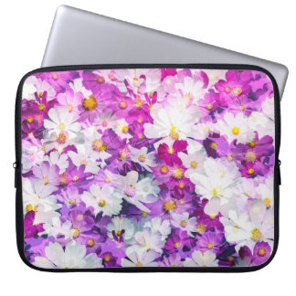 Cosmos flowers: floral pink purple background laptop sleeve