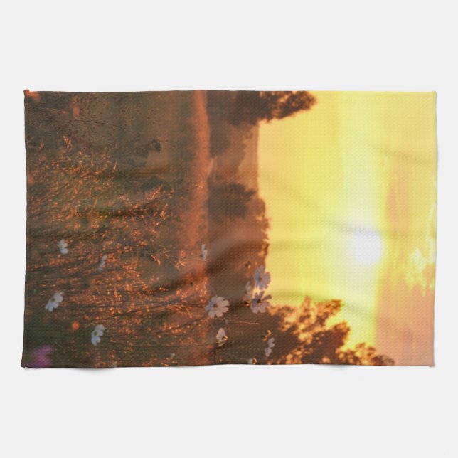 Cosmos flowers in sunset  tea towel (Horizontal)