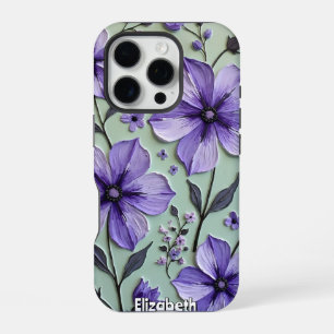 Cosmos Flowers on a Blue Canvas iPhone 16 Pro Case