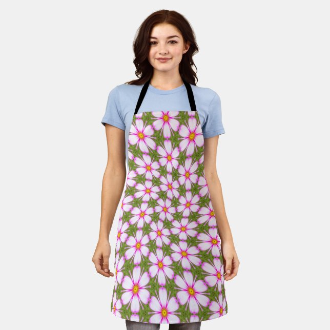Cosmos Flowers Pattern Apron (Worn)