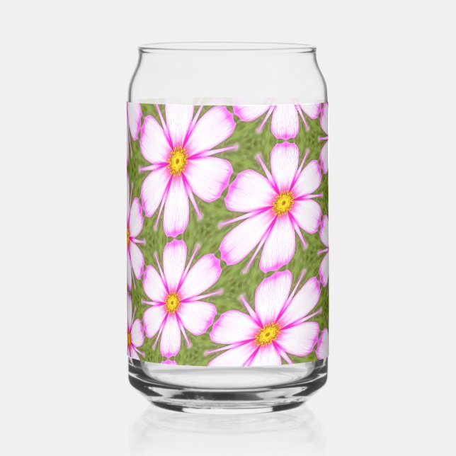Cosmos Flowers Pattern Can Glass (Back)
