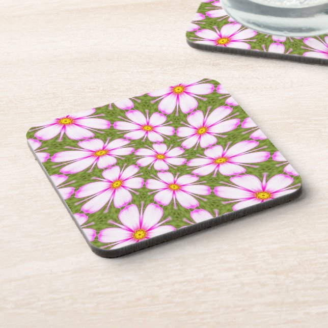 Cosmos Flowers Pattern Coaster (Left Side)