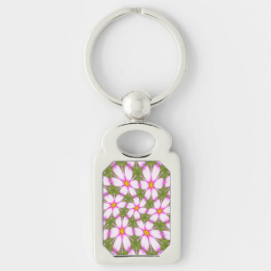 Cosmos Flowers Pattern Key Ring