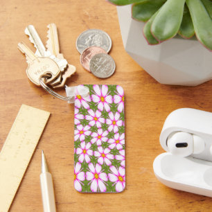 Cosmos Flowers Pattern Key Ring