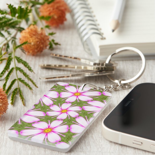 Cosmos Flowers Pattern Key Ring (Front Right)