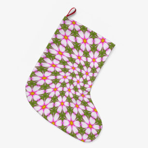 Cosmos Flowers Pattern Large Christmas Stocking