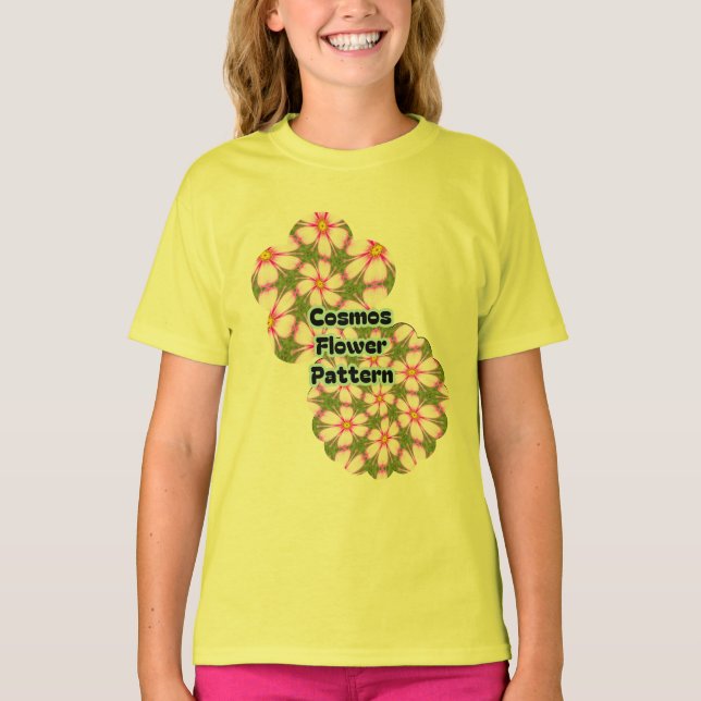 Cosmos Flowers Pattern T-Shirt (Front)
