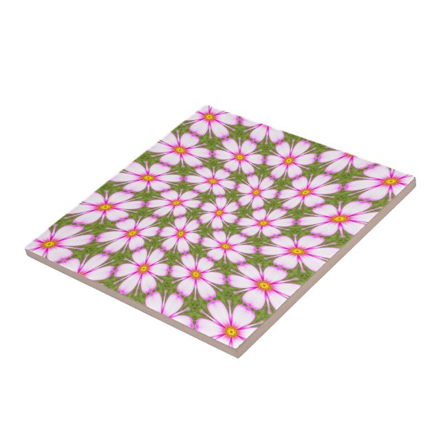 Cosmos Flowers Pattern Tile (Side)