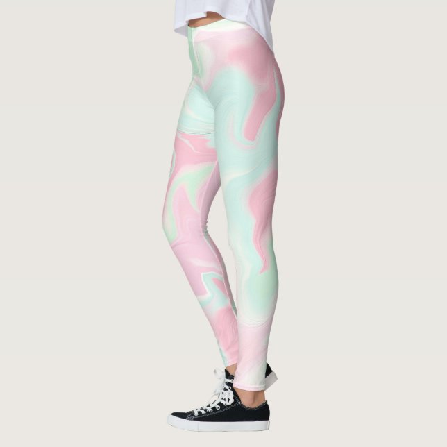 cosmos galaxy pink green cloud pattern leggings (Left)