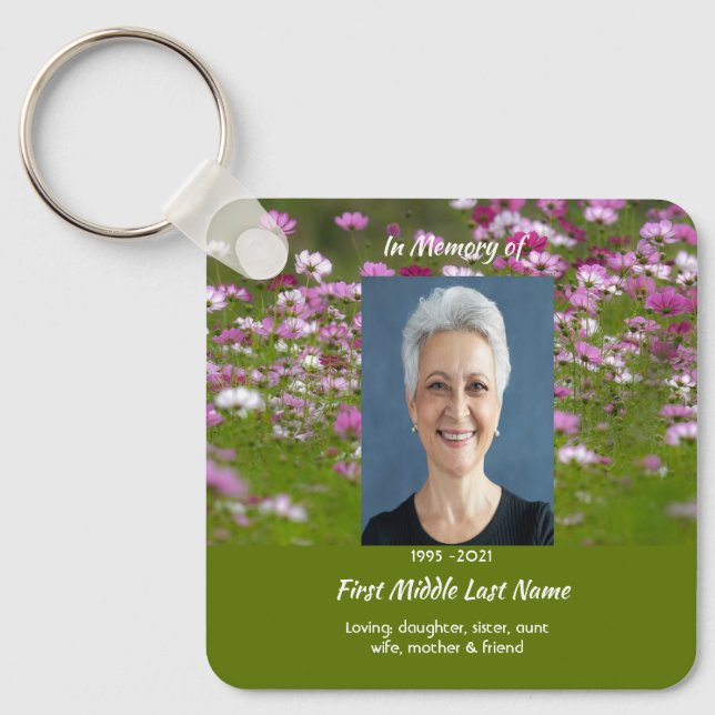  Cosmos Garden Flowers Memorial Keepsake  Key Ring (Front)