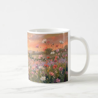 Cosmos Meadow Sunset Ceramic Mug – Pink Flower Oil