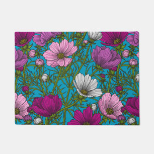 Cosmos mix on blue doormat