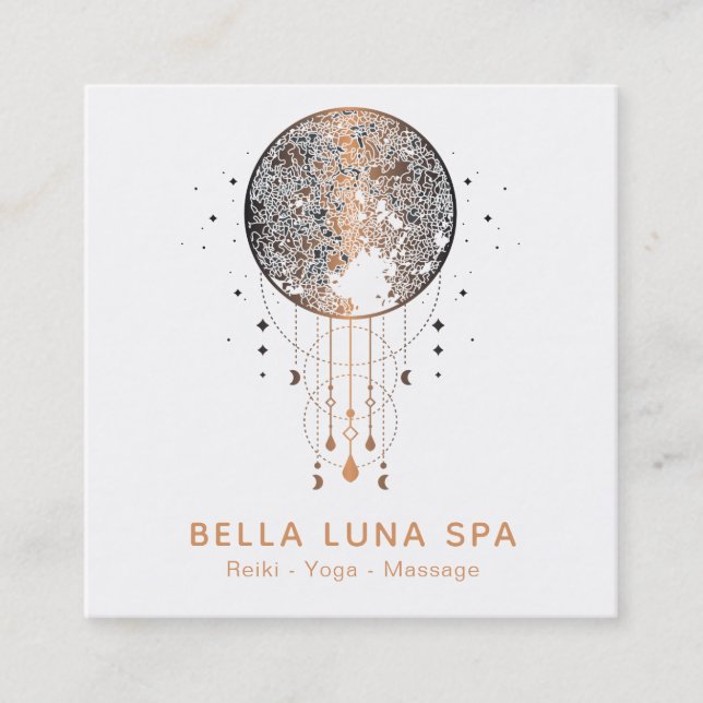 *~* Cosmos Moon Shaman Lunar Universe Square Business Card (Front)