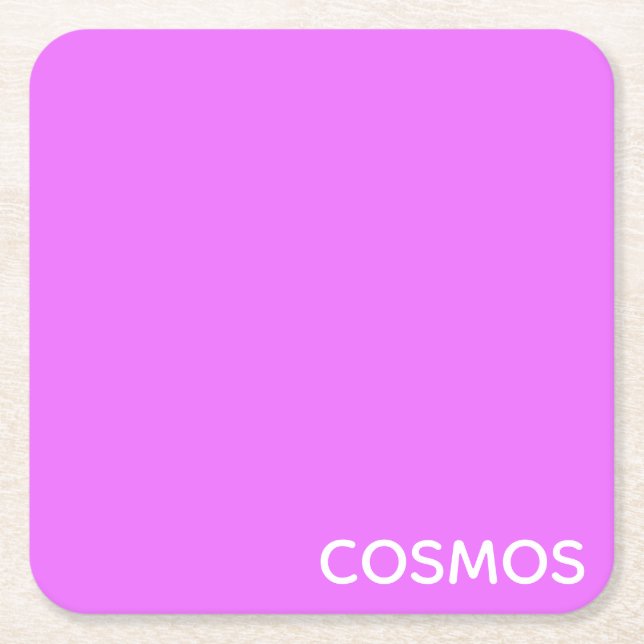 Cosmos purple colour name square paper coaster (Front)