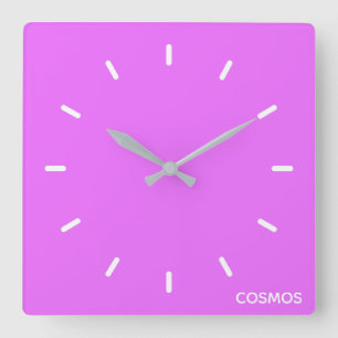 Cosmos purple colour name square wall clock