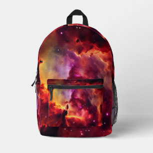 Cosmos Space Sky Red Nebula Printed Backpack