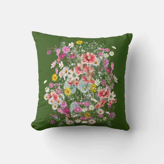 Cosmos Wilderness Wild-Flowers Cushion (Front)